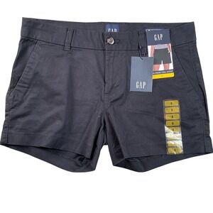 NEW Gap Relaxed Girlfriend Twill Shorts Womens 8 Black Chino‎ Mid Rise QLS0898S
